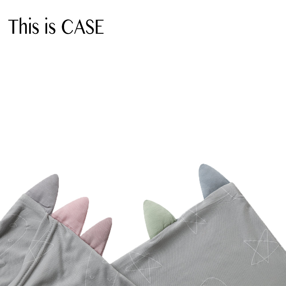 Bed-Time Buddy Case Cute Big Star & Head Grey with Color tag - Small