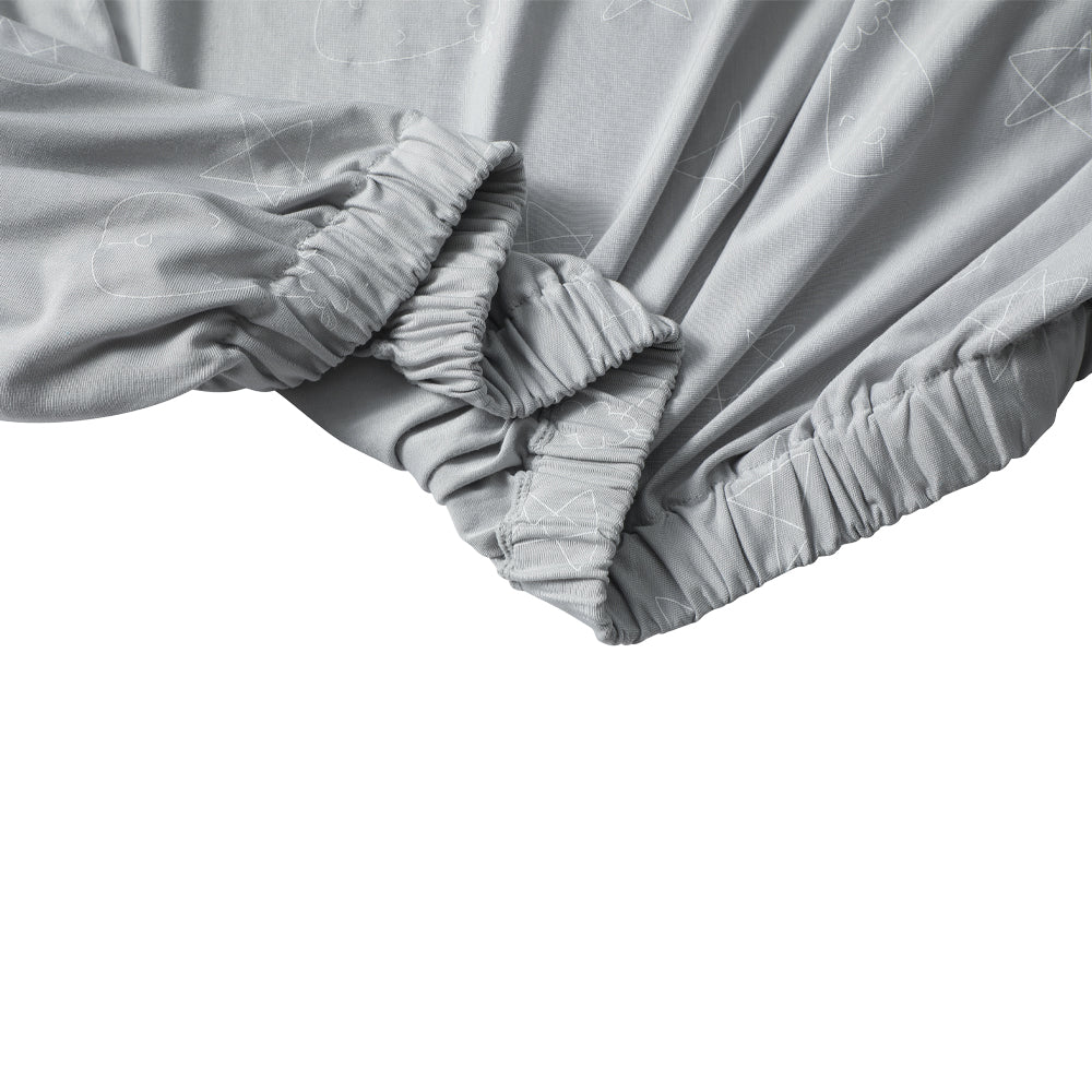 Mattress Sheet Cute Big Star & Head Grey