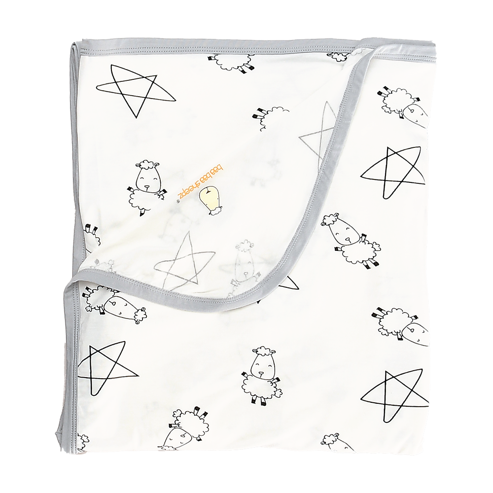Single Layer Blanket Cute Big Star & Sheepz White - 36M