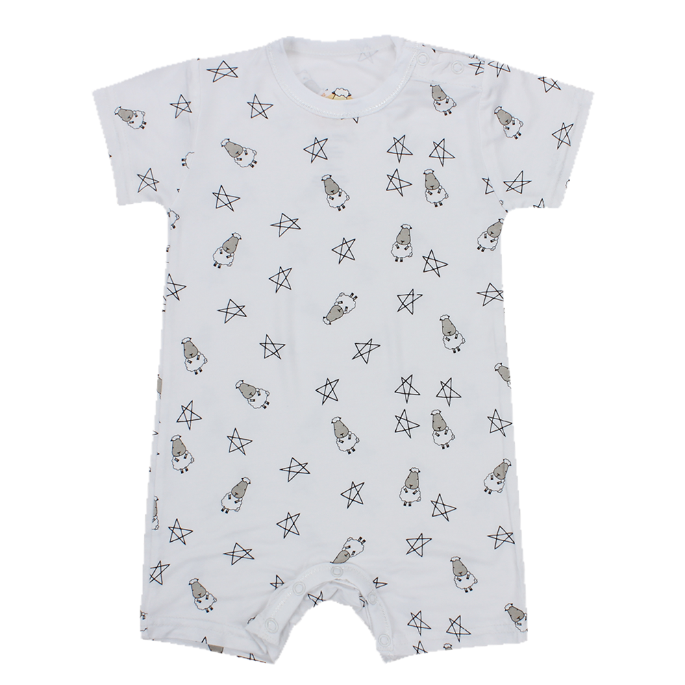 Romper Short Sleeve White Small Star & Sheepz