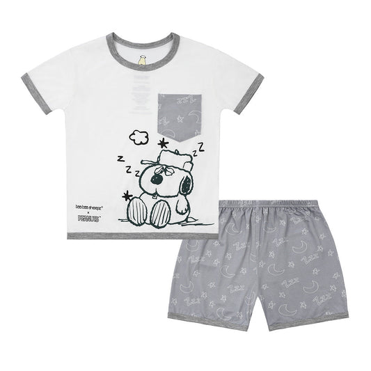 Special Edition - Snoopy Short Sleeve Shirt S27 White + Shorts S27 Grey