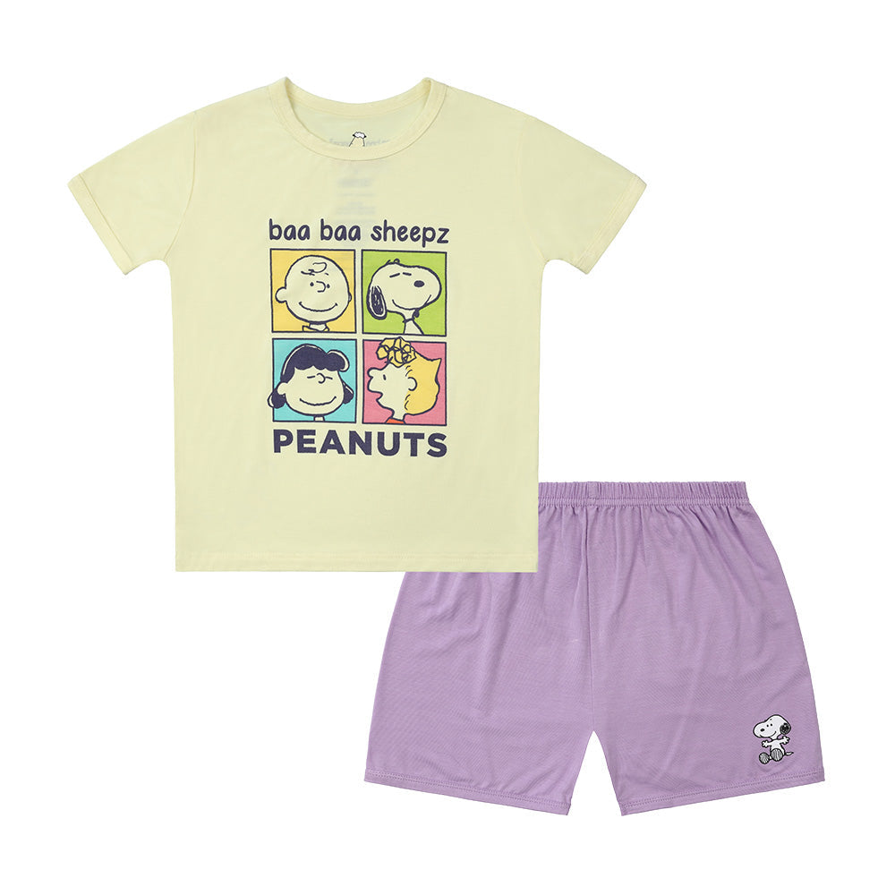 Special Edition - Snoopy Short Sleeve Shirt S24 Yellow + Shorts S24 Purple