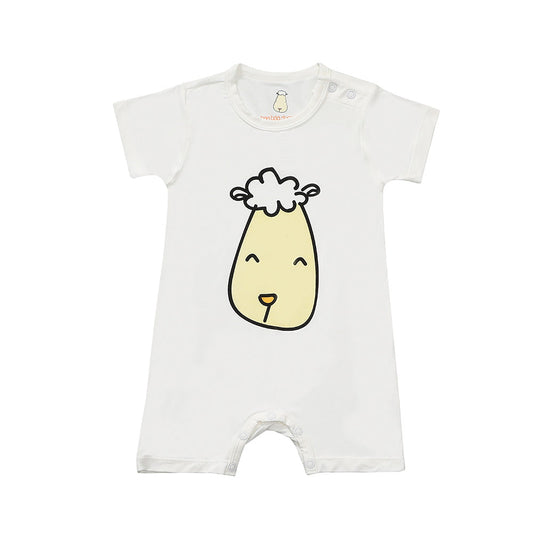 Romper Short Sleeve Smiley Baa Baa White