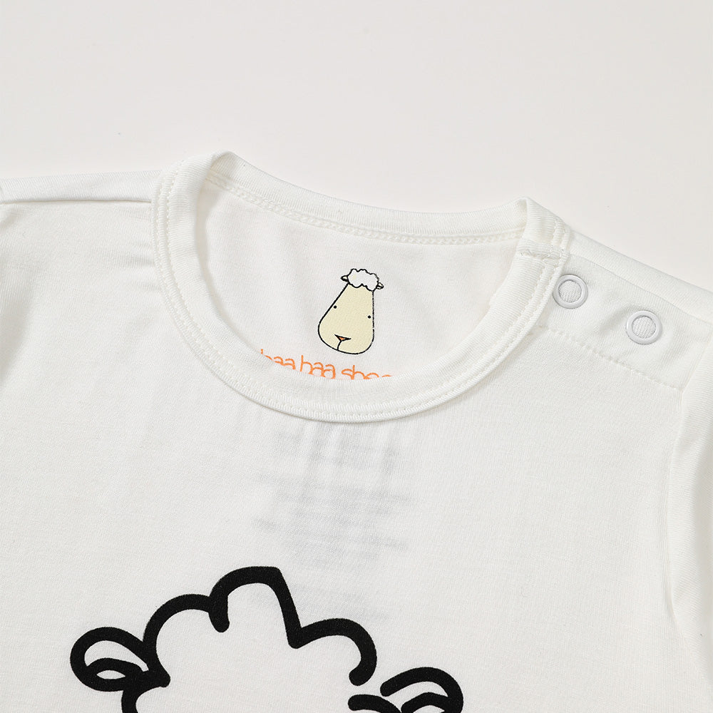 Romper Short Sleeve Smiley Baa Baa White