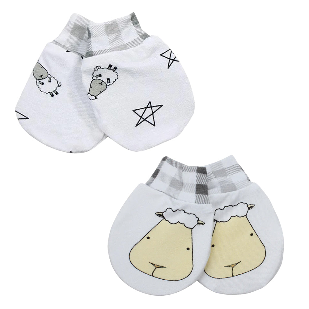 Mittens Small Star & Sheepz Checkers + Big Face Checkers White Set - 2 Pairs