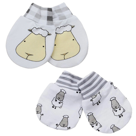 Mittens Small Sheepz Stripe + Big Face Checkers White Set - 2 Pairs