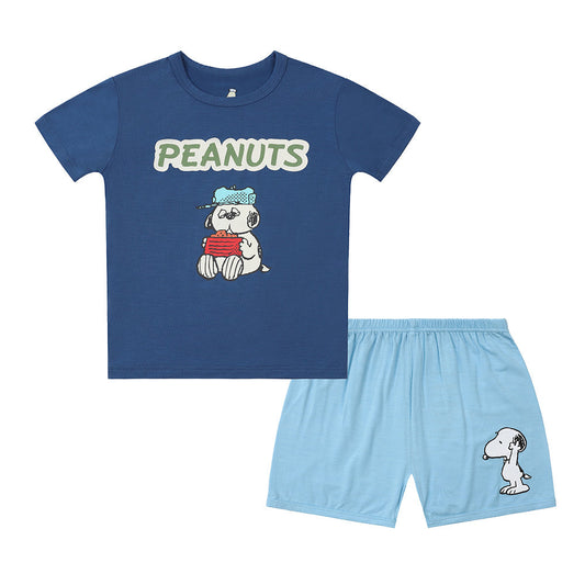 Special Edition - Snoopy Short Sleeve Shirt S30 Blue + Shorts S30 Blue