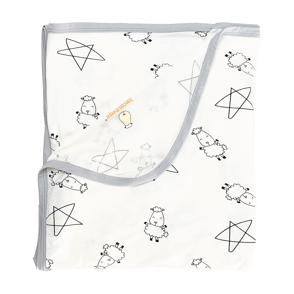 Single Layer Blanket Cute Big Star & Sheepz White - 4T