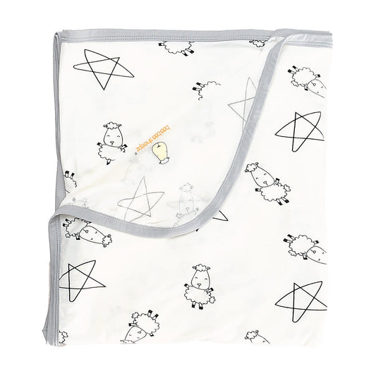 Single Layer Blanket Cute Big Star & Sheepz White - 4T