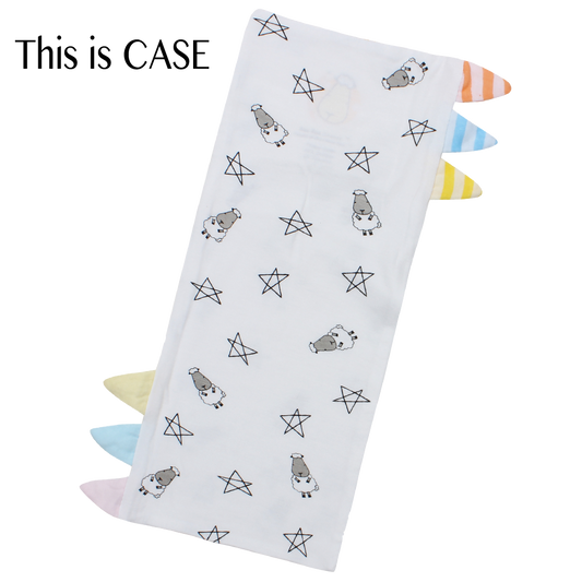 Bed-Time Buddy™ Case Small Star & Sheepz White with Color & Stripe tag - Medium