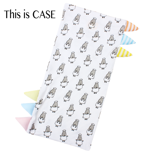 Bed-Time Buddy™ Case Small Sheepz White with Color & Stripe tag - Small