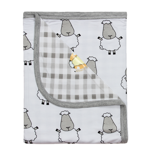 Double Layer Blanket Big Sheepz White + Checkers Grey - 36M