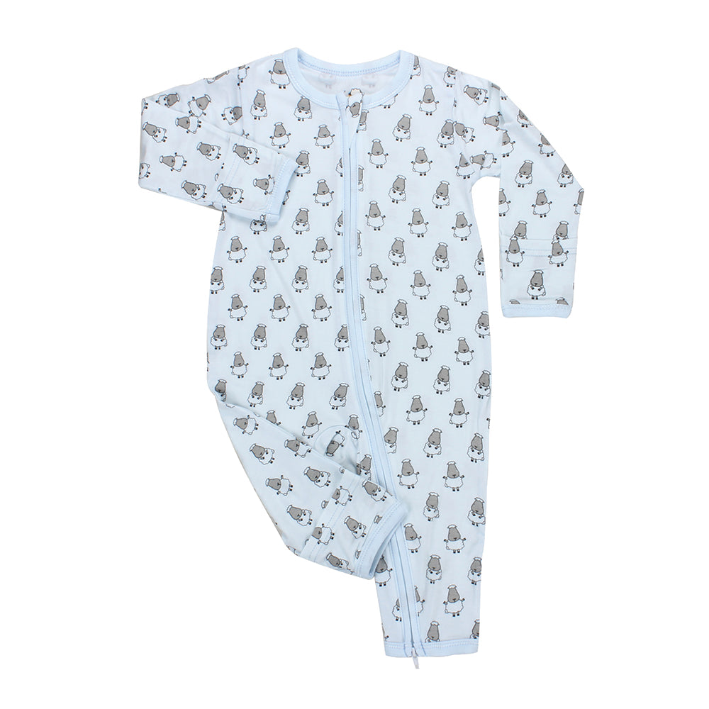 Romper Zip White Small Sheep