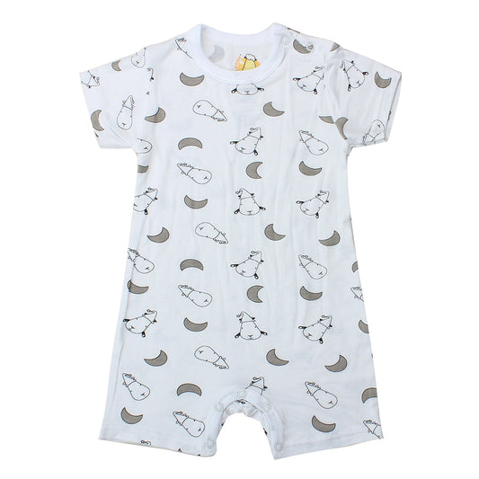 Romper Short Sleeve Small Moon & Sheepz White