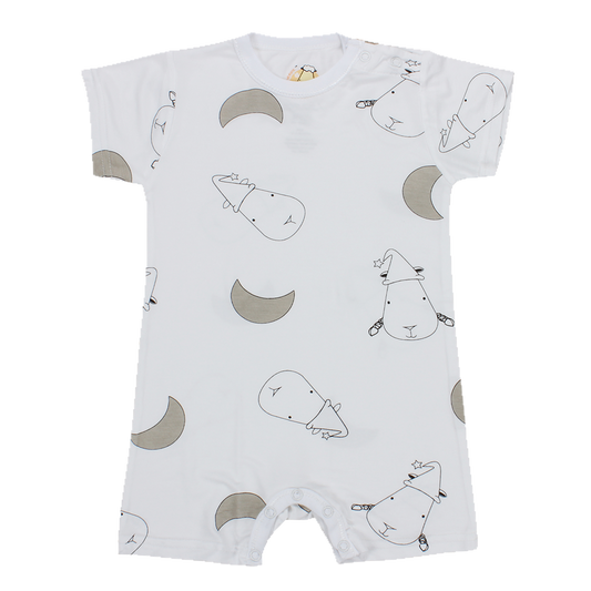 Romper Short Sleeve White Big Moon & Sheepz