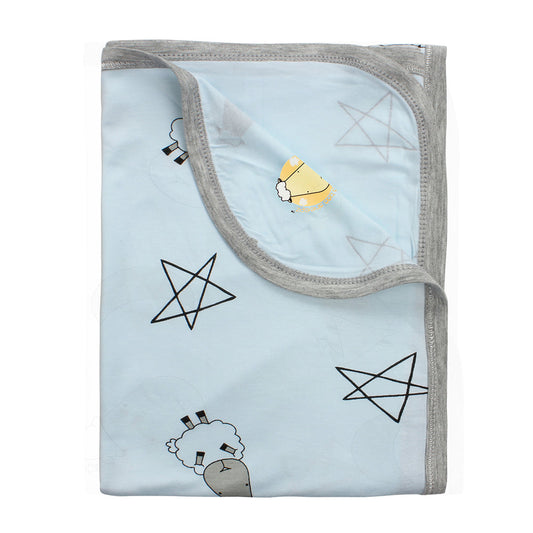 Single Layer Blanket Big Star & Sheep Blue - 36M