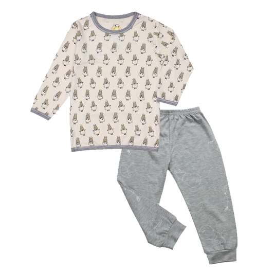 Pyjamas Set Yellow Small Sheepz + Grey Big Moon & Sheepz